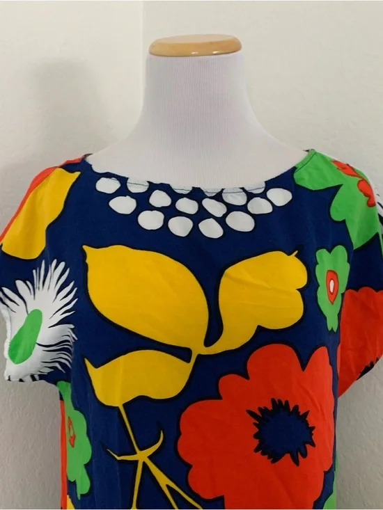 Marimekko For Target Floral Shift Dress Size small Bold Colorful Mod 100% rayon - Picture 13 of 15